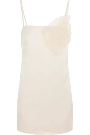 Elisabetta Franchi Flower-appliqué satin dress