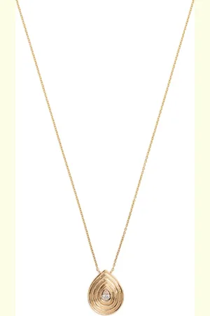 Dana Rebecca Designs 14kt yellow Nana Bernice Groove Teardrop diamond necklace