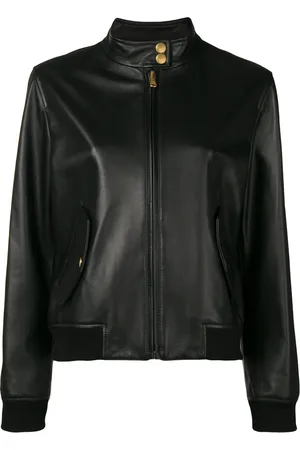 Moschino Bear logo leather jacket