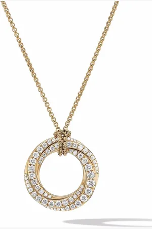David Yurman 18kt yellow Pavé Crossover diamond necklace (21mm)