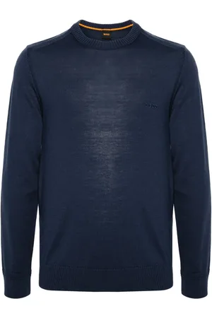 HUGO BOSS Logo-embroidered virgin wool blend jumper