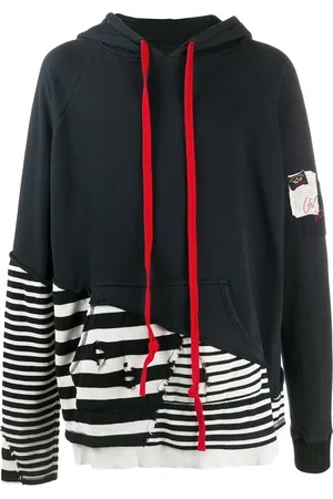 GREG LAUREN Striped patchwork hoodie
