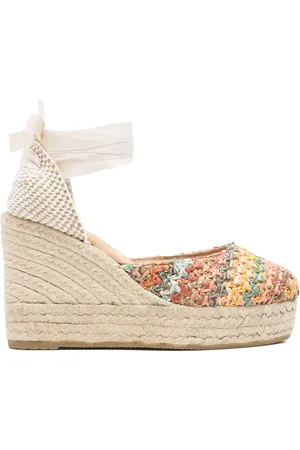 MANEBI 100mm woven raffia espadrilles