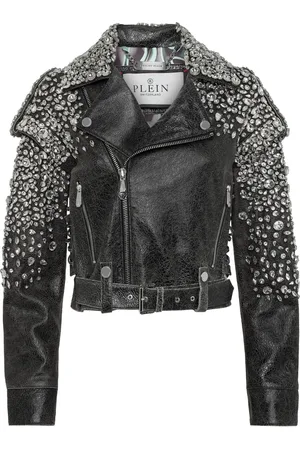 Philipp Plein Leather cropped jacket
