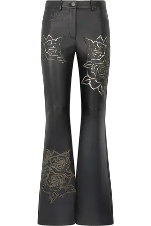 Roberto Cavalli Floral-embroidery flared trousers