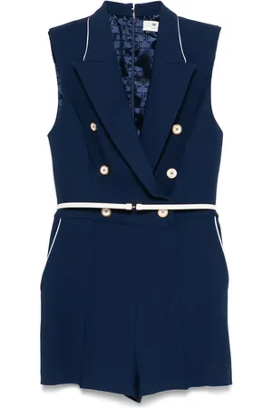 Elisabetta Franchi Double-breasted crepe playsuit