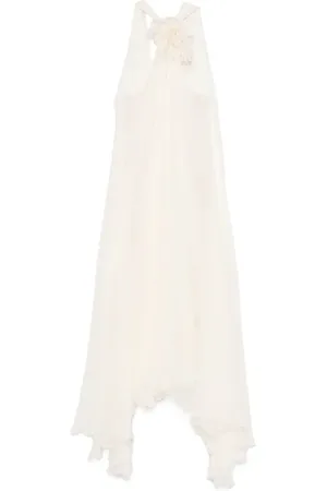 BLUMARINE Floral-appliqu?? silk maxi dress