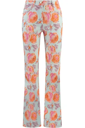 ST. JOHN Floral-printed flared trousers