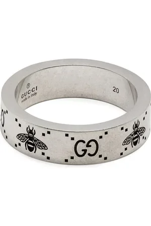 Gucci GG and bee engraved wide ring