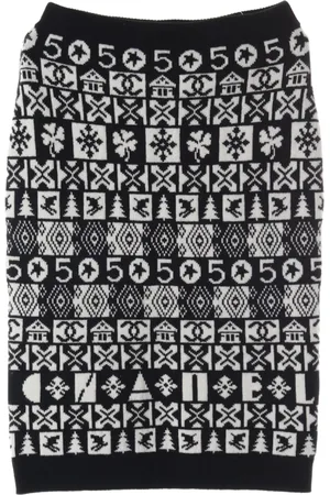 CHANEL 1986-1988 intarsia-knit skirt