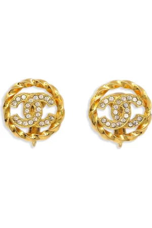 CHANEL 1990-2000s CC button clip-on earrings