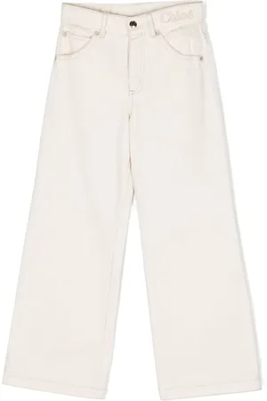 Chloé Logo-embroidered wide-leg jeans