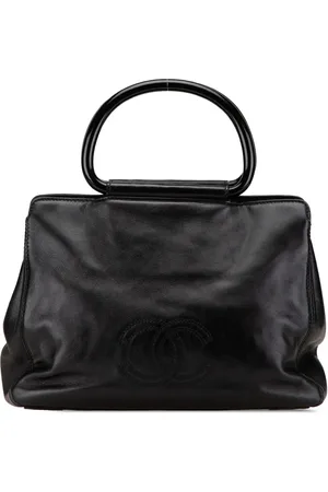 CHANEL 1997-1999 CC Lambskin Tortoise Handle tote bag