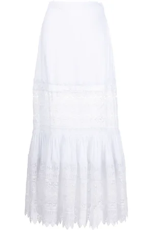 CHARO RUIZ IBIZA Violet lace-detail ruffled maxi skirt