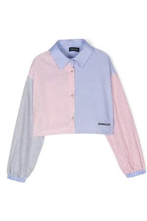 MONNALISA Printed patchwork cropped shirt
