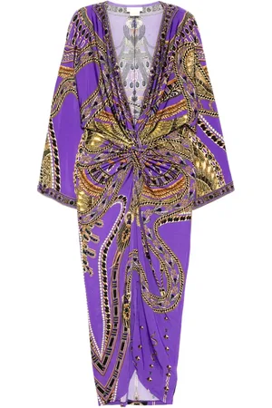 Camilla Long split front twist jersey dress
