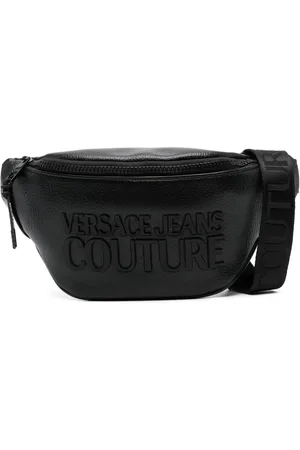VERSACE Logo-lettering grained belt bag