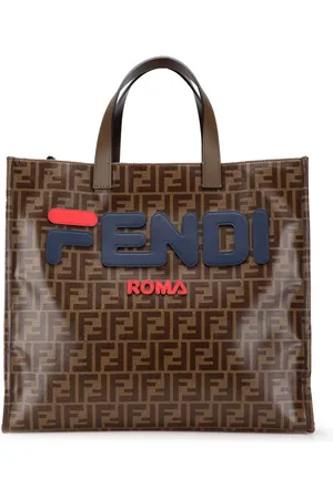 Fendi 2010-2024 Fila Zucca Coated Canvas Mania Logo Shopper Tote satchel