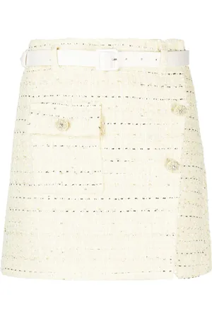 Self-Portrait Belted bouclé miniskirt