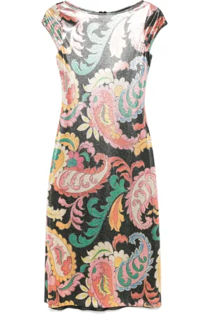 Etro Paisley-print laminated midi dress