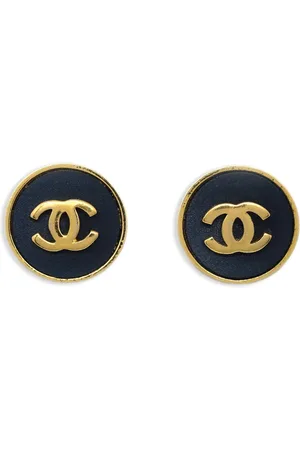 CHANEL 1990-2000s CC button clip-on earrings