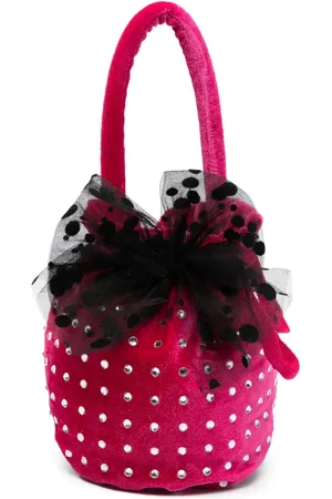 MONNALISA Crystal-embellished velvet bucket bag