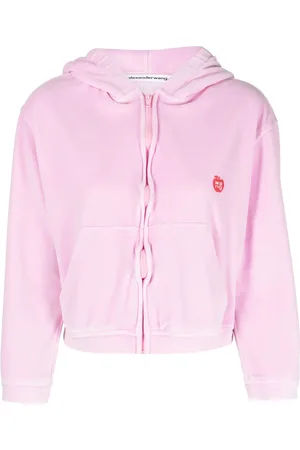 Alexander Wang Logo-appliqué velour zip hoodie