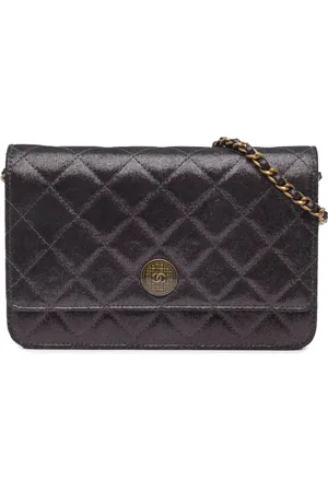 CHANEL 2013-2014 Metiers d’Art Quilted Iridescent Lambskin Tartan Button Wallet On Chain crossbody bag