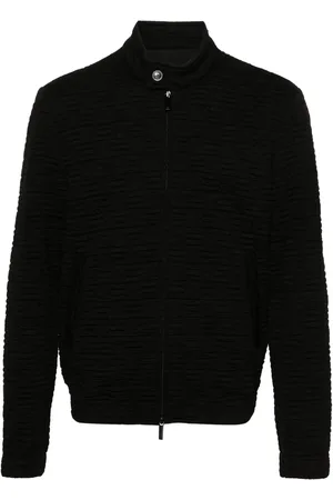 Emporio Armani Textured check zip-up jacket