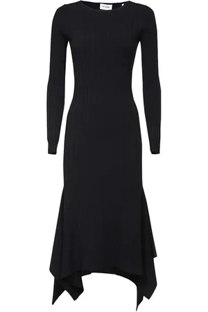 ST. JOHN Ribbed long-sleeve maxi dress