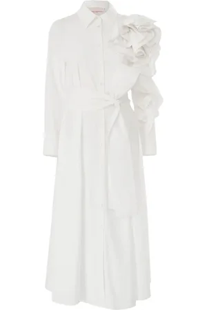 Carolina Herrera Floral-appliqué midi shirt dress