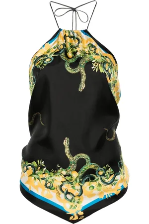Roberto Cavalli Snake-print halterneck top