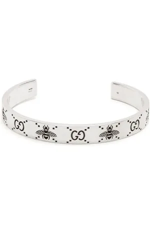 Gucci GG and bee engraved cuff bracelet