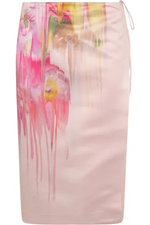 BLUMARINE Satin-finish midi skirt