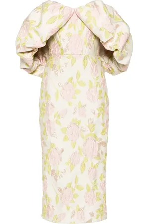 Amsale Floral-jacquard off-the-shoulder dress