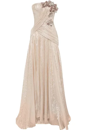 Oscar de la Renta Orchid embroidered silk chiffon gown