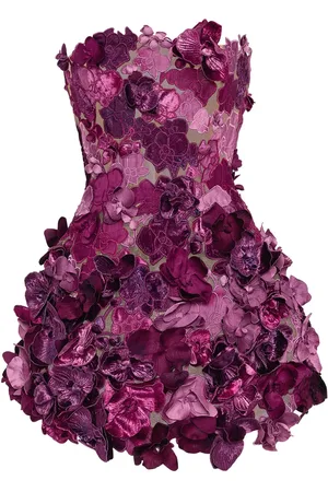 Oscar de la Renta Orchid embroidered cocktail dress