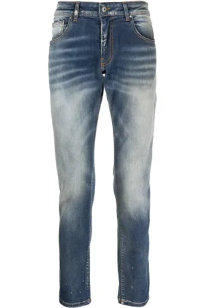SALVATORE SANTORO Logo-patch cotton slim-fit jeans