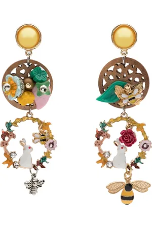 AMIR SLAMA Bunny-bee motif drop earrings