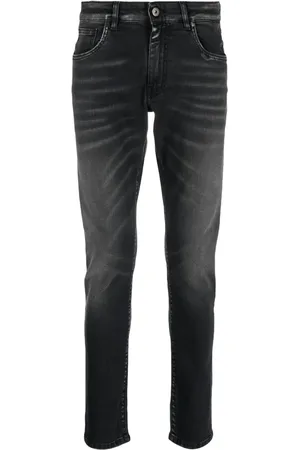 SALVATORE SANTORO Logo-patch cotton slim-fit jeans