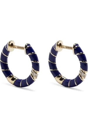 YVONNE LÉON 9kt yellow gold diamond and enamel hoop earring