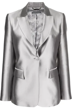 Alberta Ferretti Long-sleeved satin single-breasted blazer