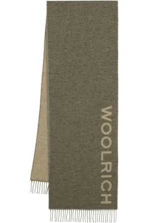 Woolrich Logo intarsia-knit fringe-detailing scarf