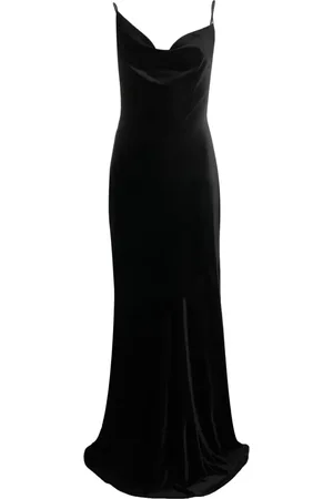 Serafini Cowl-neck velvet long dress
