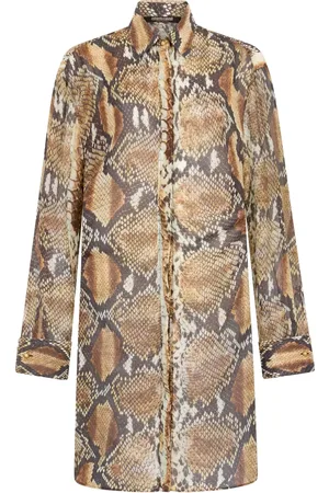 Roberto Cavalli Snakeskin-print cotton dress