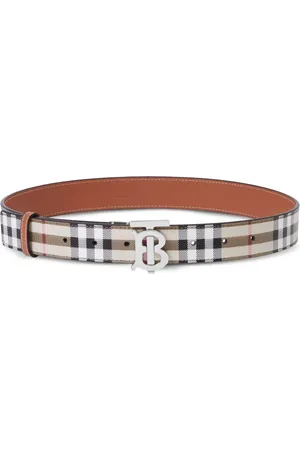 Burberry TB check-print leather belt