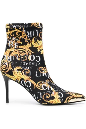 VERSACE Scarlett 85mm Logo Brush Couture-print boots