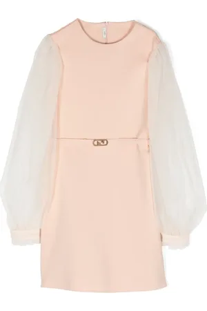 Fendi Sheer-sleeves belted dress