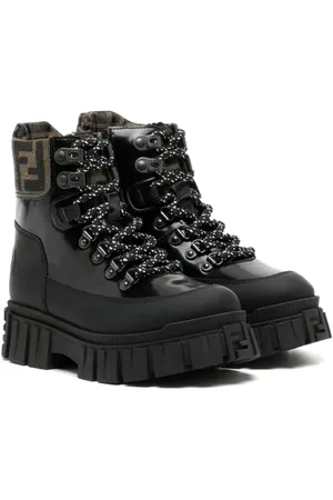 Fendi FF ridged-sole leather boots