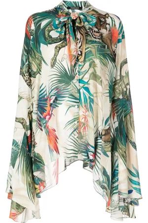 Roberto Cavalli Jungle print viscose blouse
